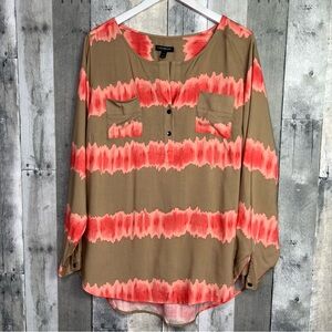 LANE BRYANT Tan Coral Peach Tunic Chest Pockets Size 14/16 NWT